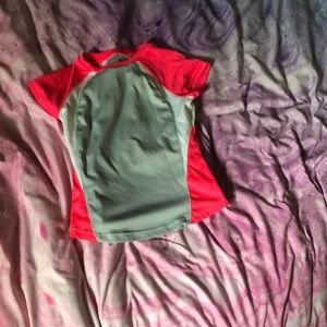 Gray pink and white silky t shirt